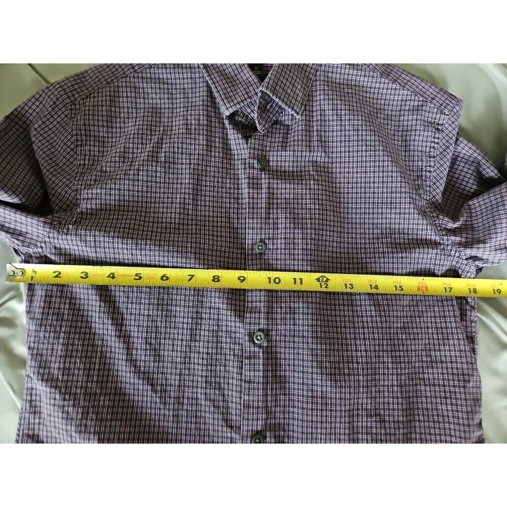 Banana Republic Grant Fit Shirt Small 120s Supima Cotton Purple Plaid Button Up